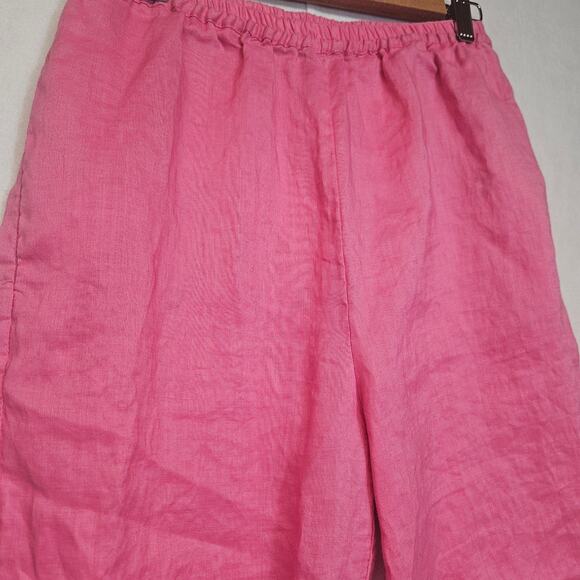 S.L.B Pink Linen Cropped Pants - Picture 2 of 9